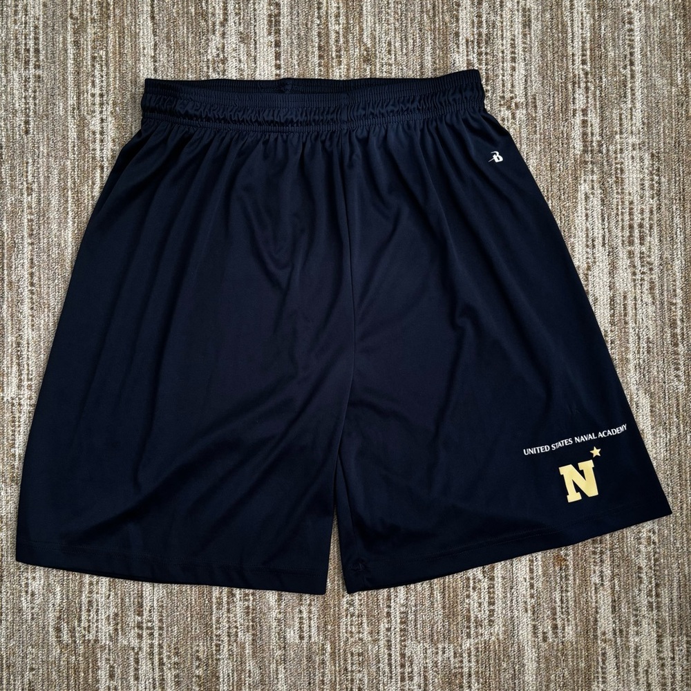 BADGER SPORT PRE-OWNED MENS BLUE POLYESTER UNITED STATES NAVAL ACADEMY SHORTS L